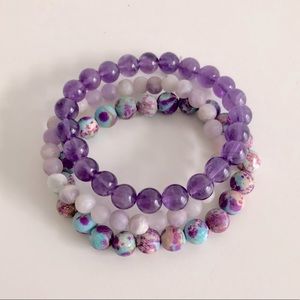 🌼 Amethyst + Jasper bracelet set